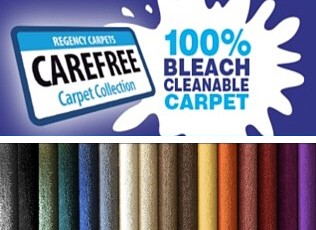 carefree stain resistant carpets from regency are 100 bleach cleanable and in a wide range of colours